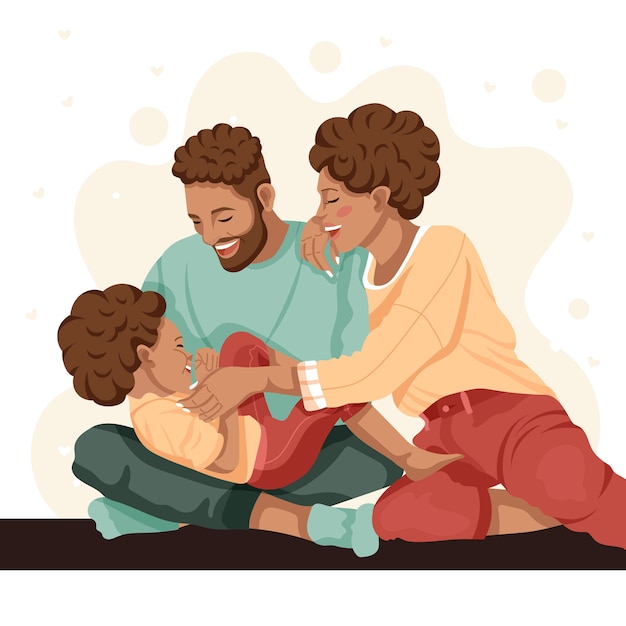 Free vector hand drawn black family illustration