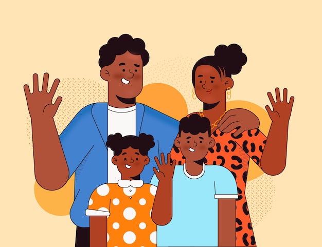 Vettore gratuito illustrazione della famiglia nera disegnata a mano
