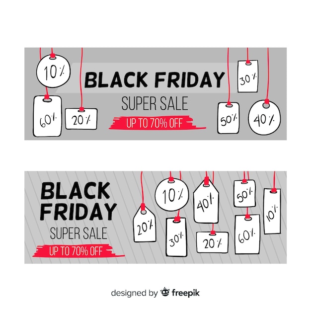 Hand drawn black friday banners set