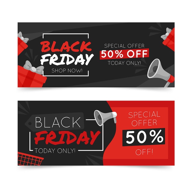 Free vector hand drawn black friday banners template