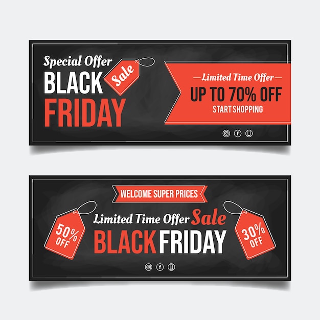 Free vector hand drawn black friday banners