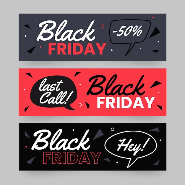 Free vector hand drawn black friday banners