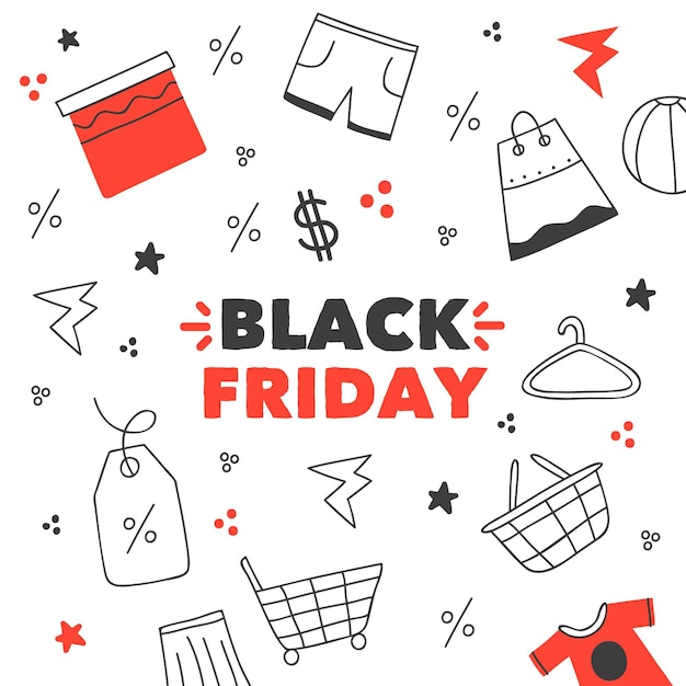 Hand drawn black friday concept