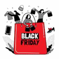 Free vector hand drawn black friday concept