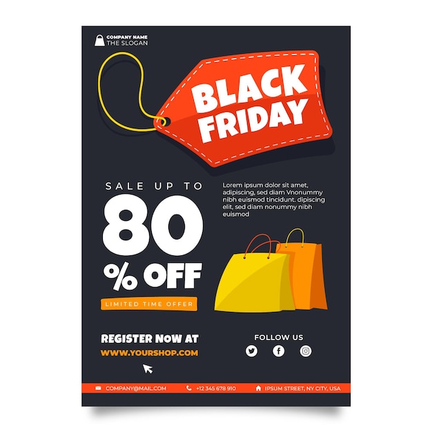 Free vector hand drawn black friday flyer template
