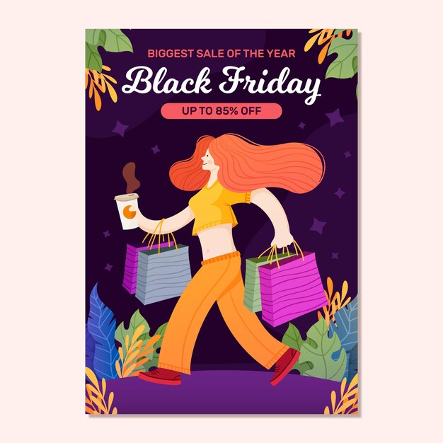 Free vector hand drawn black friday flyer template