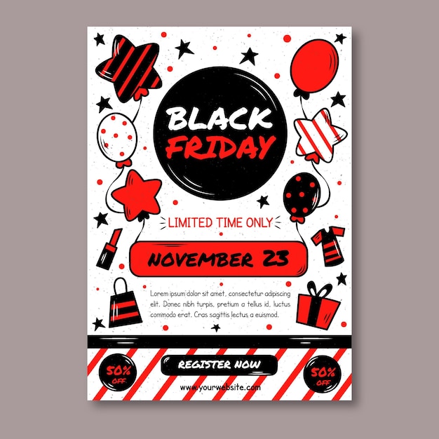 Free vector hand drawn black friday flyer template