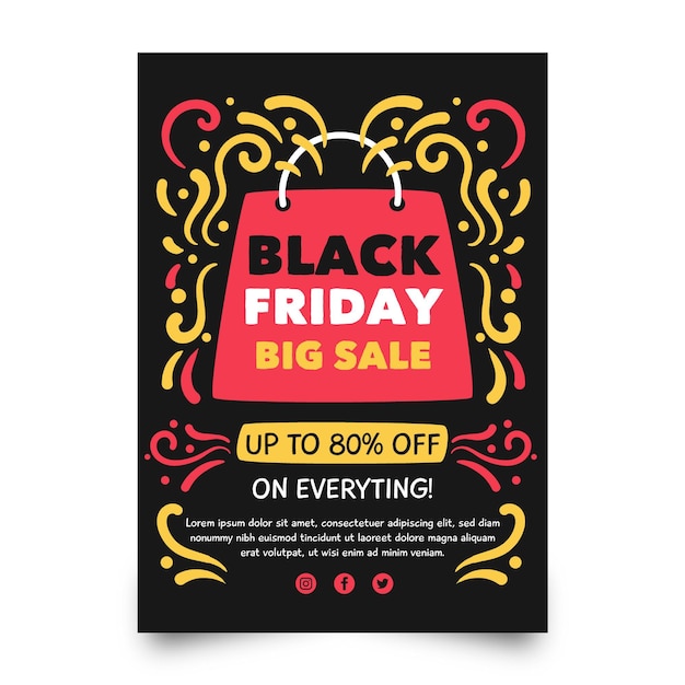 Hand drawn black friday flyer template