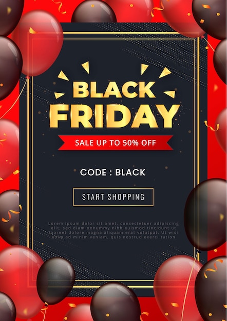 Hand drawn black friday flyer template