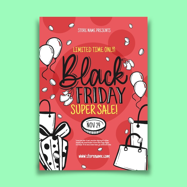 Free vector hand drawn black friday flyer