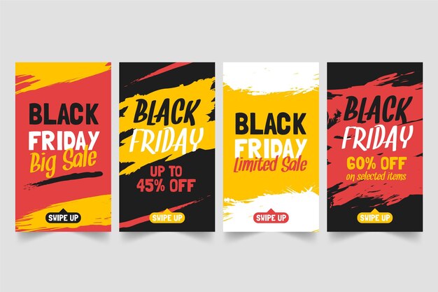 Hand drawn black friday instagram stories collection
