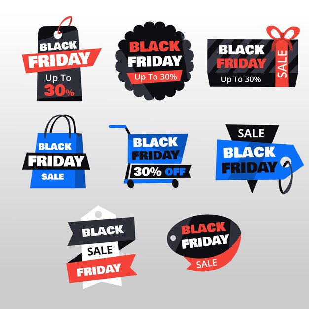 Free vector hand drawn black friday label collection