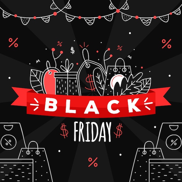 Hand drawn black friday sale banner