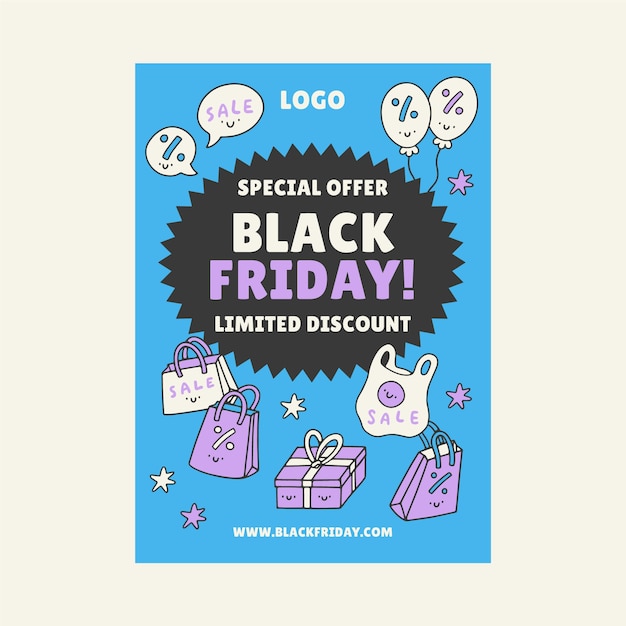 Free vector hand drawn black friday vertical poster template