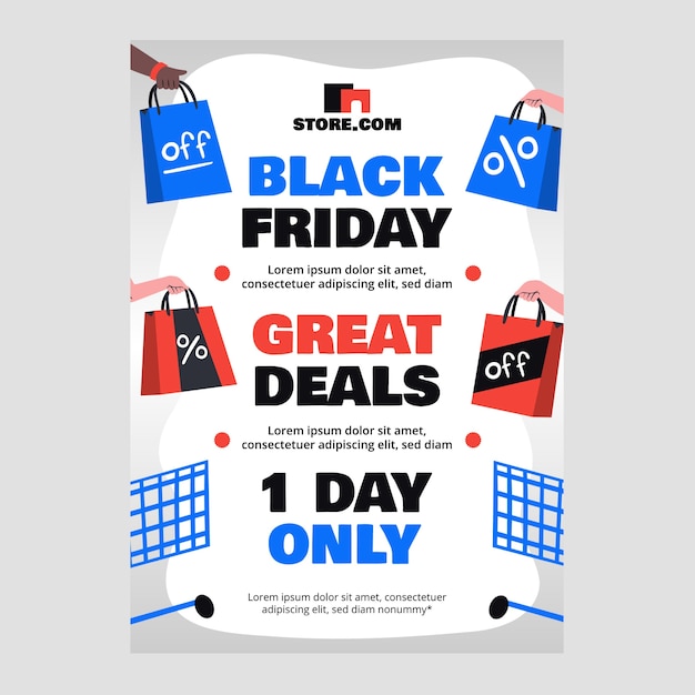 Hand drawn black friday vertical poster template