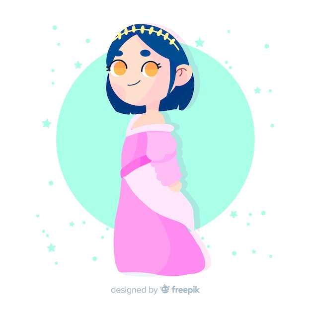 Free vector hand drawn black-haired princess portrait