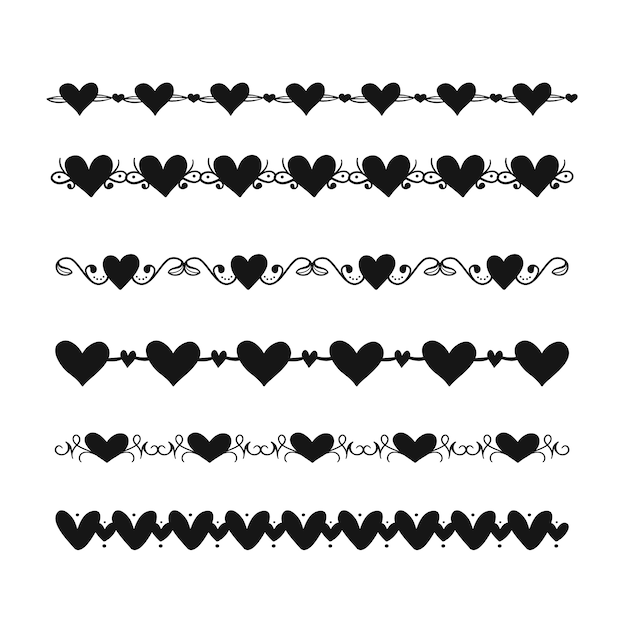 Collezione di cornici di cuori neri disegnati a mano