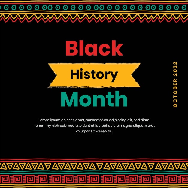 Hand drawn black history month instagram post template