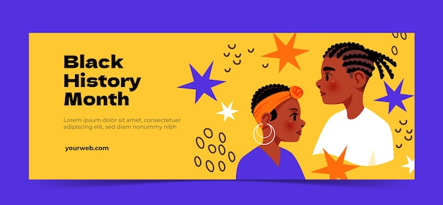 Free vector hand drawn black history month social media cover template