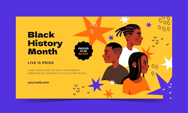 Hand drawn black history month social media promo template