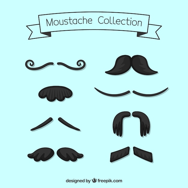 Free vector hand drawn black mustache collection