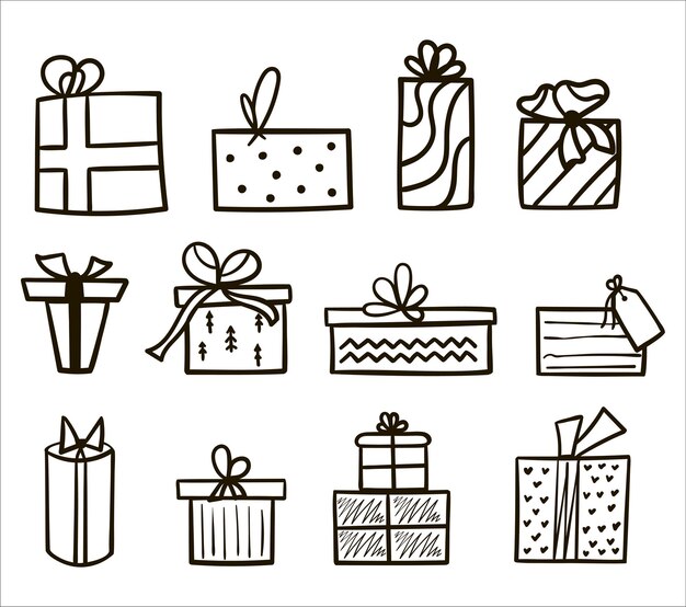 手描きのクリスマスプレゼントイラスト 無料のベクター 手描きのクリスマスプレゼントイラスト 無料のベクター