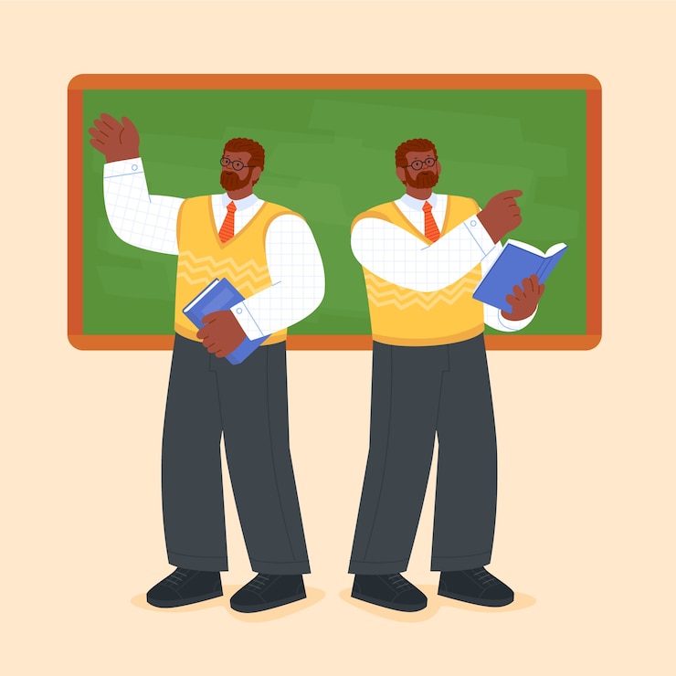 Free Vector hand drawn black teacher clipart illustration