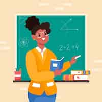 Free vector hand drawn black teacher clipart illustration