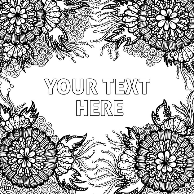 Hand Drawn Black & White Adult Coloring Background