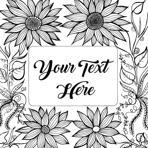 Hand drawn black & white adult coloring background