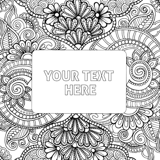 Free vector hand drawn black & white adult coloring background