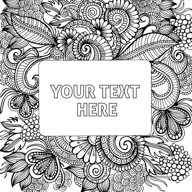 Hand Drawn Black & White Adult Coloring Background