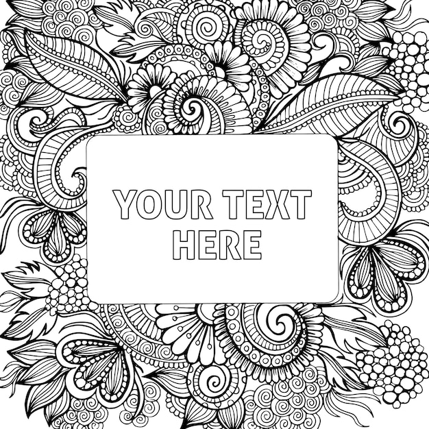 Hand Drawn Black & White Adult Coloring Background