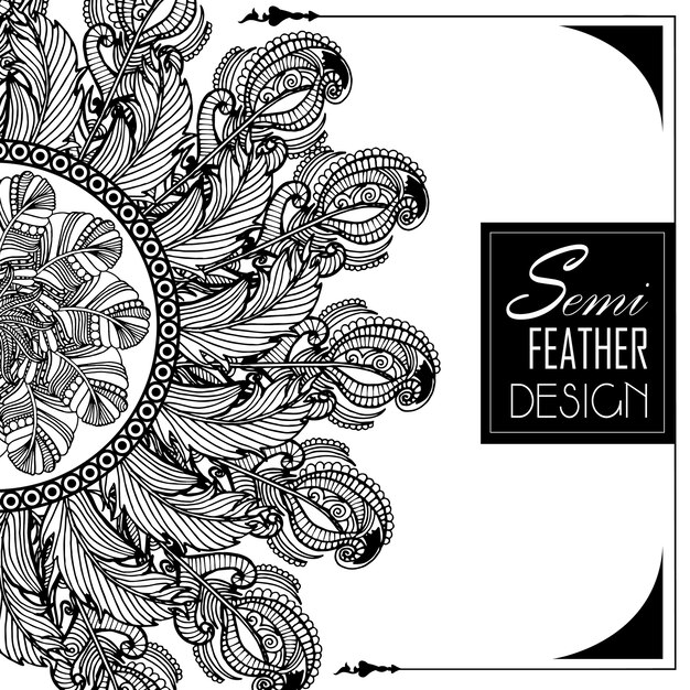 Free vector hand drawn black & white feather background