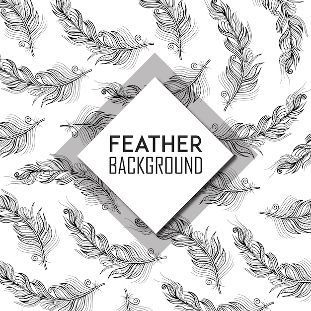 Free vector hand drawn black & white feather background