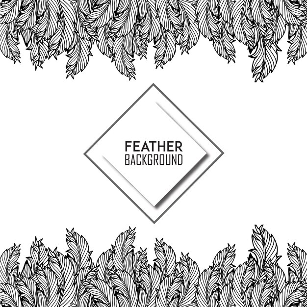 Hand Drawn Black &amp; White Feather Background