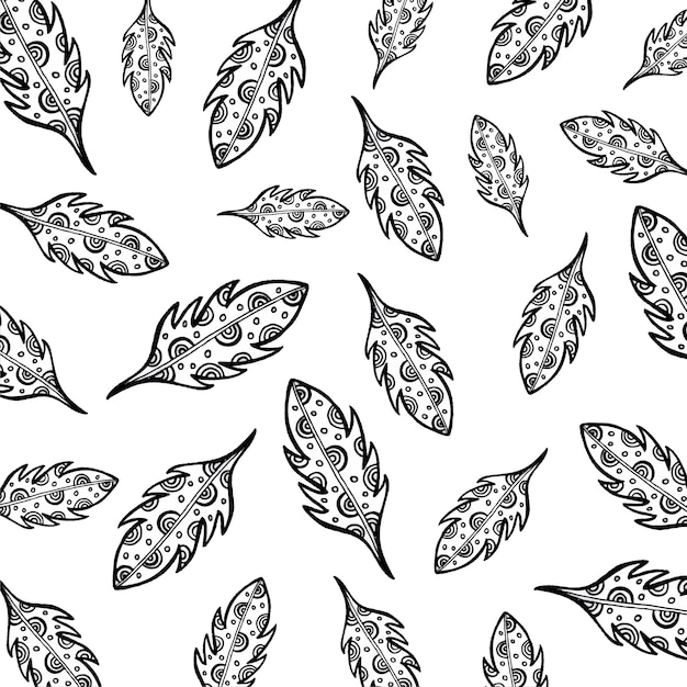 Free vector hand drawn black and white feather background