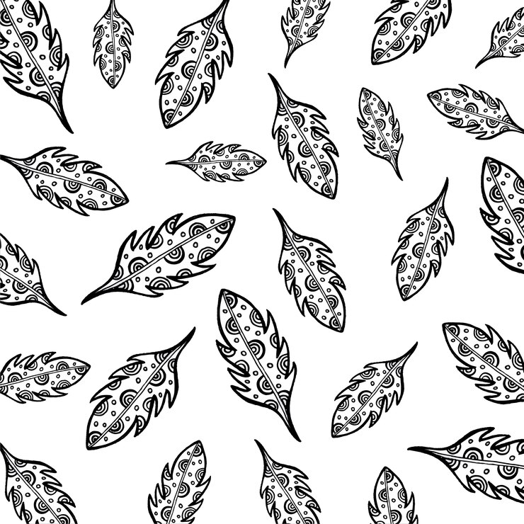 Free Vector hand drawn black and white feather background  