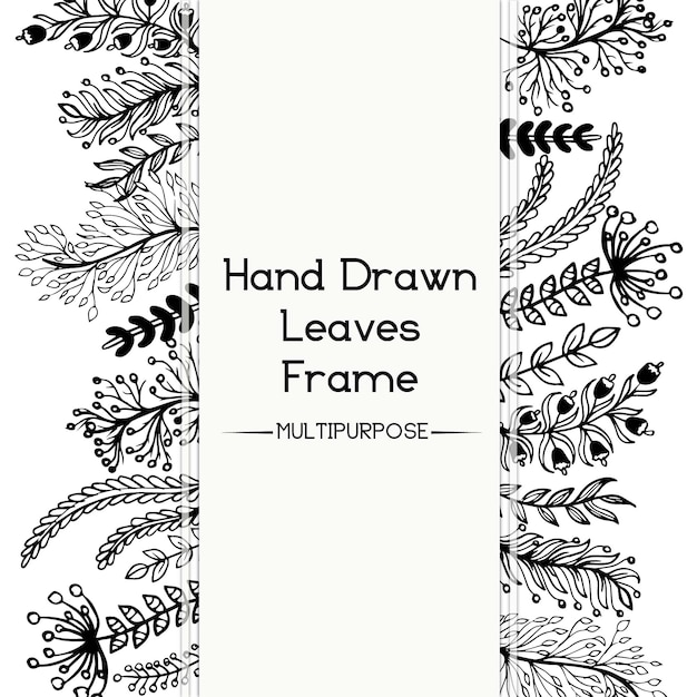Hand Drawn Black and White Floral Frame Design