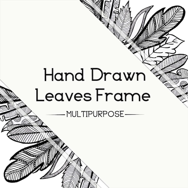 Hand Drawn Black and White Floral Frame Design