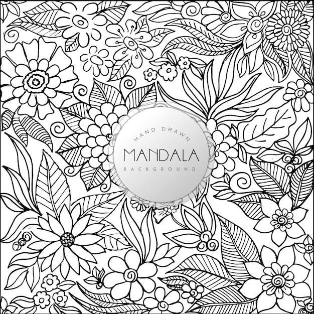 Free vector hand drawn black and white floral mandala pattern background