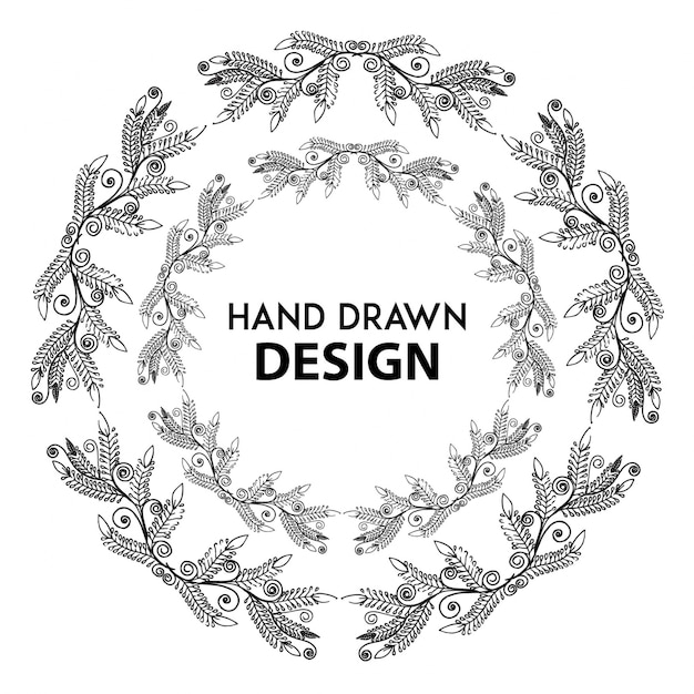 Free vector hand drawn black and white floral ring