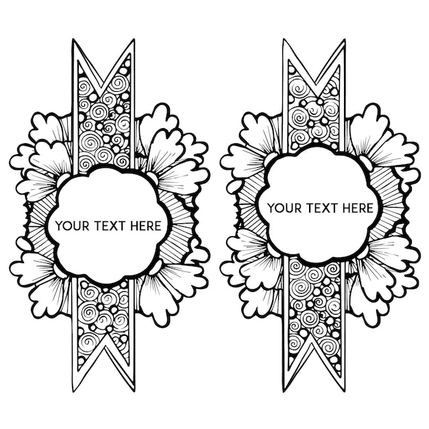 Hand Drawn Black and White Floral Tags