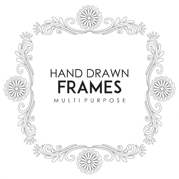 Hand Drawn Black and White Frame Multipurpose