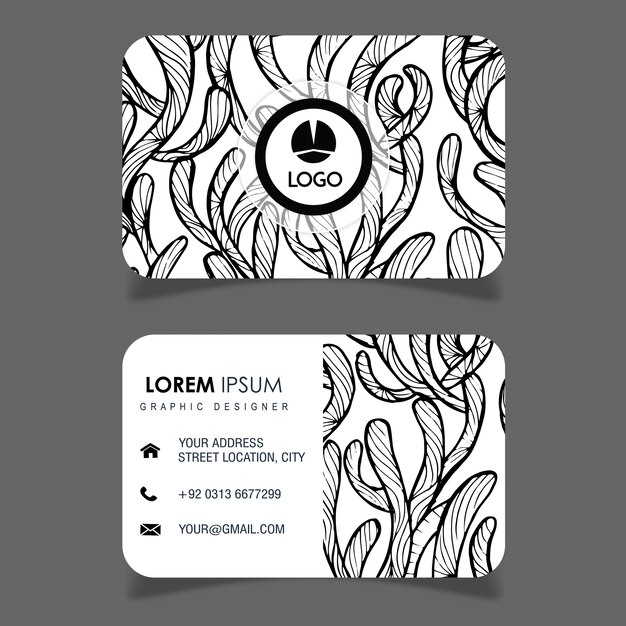 Hand Drawn Black and White pattern Visiting Card