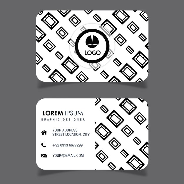 Hand Drawn Black and White pattern Visiting Card