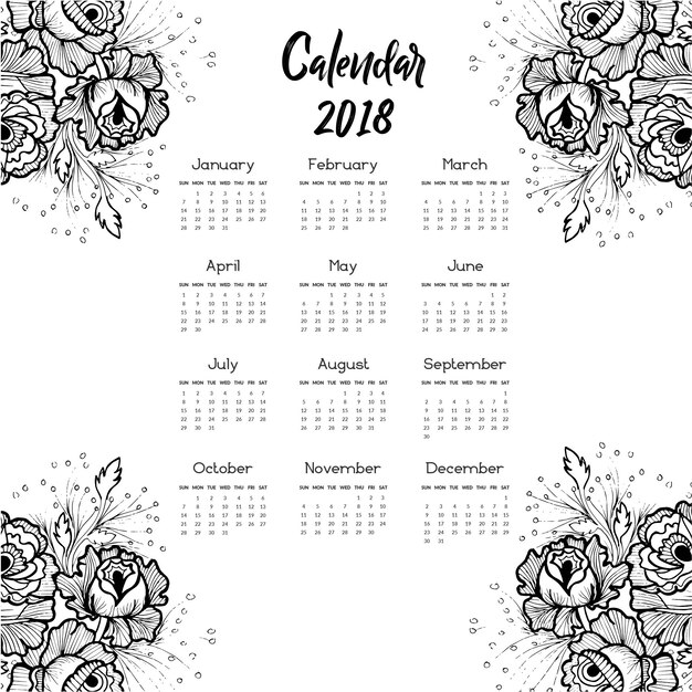 Ручная работа черно-белые розы календарь 2018