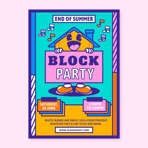 Hand drawn block party flyer template