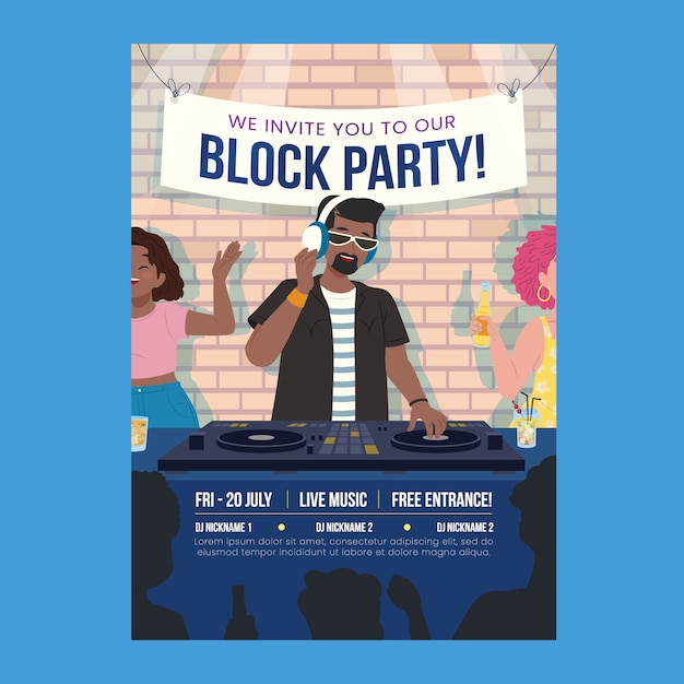 Free vector hand drawn block party poster