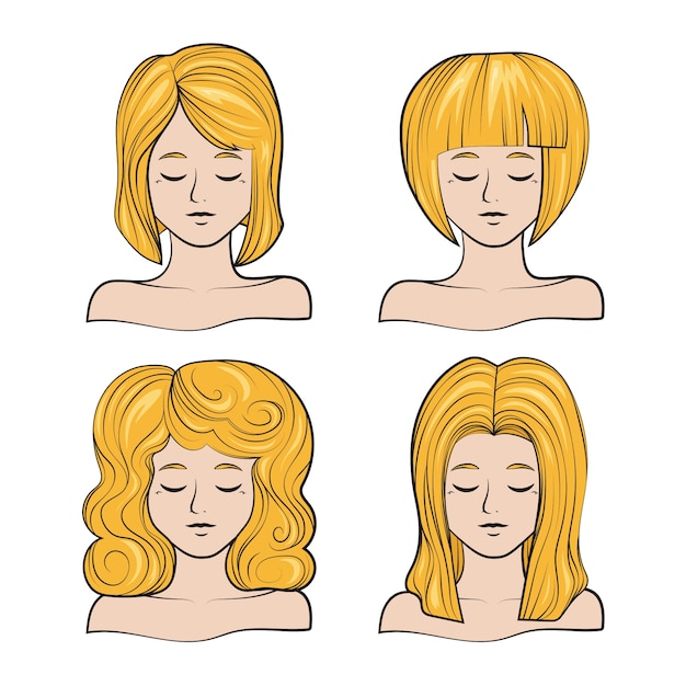 Hand Drawn Blonde Hair Cartoon Illustration